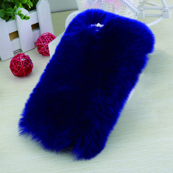 Elegant Soft Fluffy rex rabbit hair fur plush Back cover for Iphone 6 6s 6 Plus 6s Plus Bling Crystal Diamond Bow For Girl Lady - Shop Cali & Cole