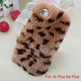 Elegant Soft Fluffy rex rabbit hair fur plush Back cover for Iphone 6 6s 6 Plus 6s Plus Bling Crystal Diamond Bow For Girl Lady - Shop Cali & Cole
