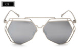 Fashion Metal Frame Unique Geometry Sunglasses Women Classic Brand Designer Twin-Beams Glasses Coating Mirror ss510 - Shop Cali & Cole