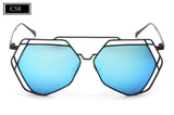 Fashion Metal Frame Unique Geometry Sunglasses Women Classic Brand Designer Twin-Beams Glasses Coating Mirror ss510 - Shop Cali & Cole