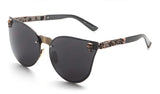 Women Cat Eye Sunglasses Metal Frame Star carving Flower Sunglasses Mirror Glasses o - Shop Cali & Cole