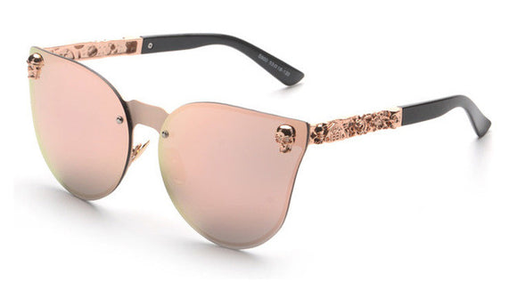Women Cat Eye Sunglasses Metal Frame Star carving Flower Sunglasses Mirror Glasses o - Shop Cali & Cole