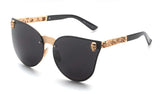 Women Cat Eye Sunglasses Metal Frame Star carving Flower Sunglasses Mirror Glasses o - Shop Cali & Cole