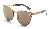 Women Cat Eye Sunglasses Metal Frame Star carving Flower Sunglasses Mirror Glasses o - Shop Cali & Cole