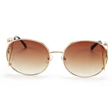 ROYAL GIRL Unique Women Sunglasses Retro Oval Glasses shades New Metal Frame Gradient Brown Film ss112 - Shop Cali & Cole