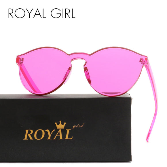 ROYAL GIRL Top Quality Transparent Glasses Round frame Candy Sunglasses Chunky Sun Shades female ss297 - Shop Cali & Cole