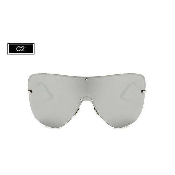 ROYAL GIRL Oversize Frame Polarized Men Sunglasses Integrated Lens Women Brand Design Rimless Eyewear Mirror Lens ss002 - Shop Cali & Cole