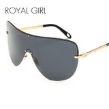 ROYAL GIRL Oversize Frame Polarized Men Sunglasses Integrated Lens Women Brand Design Rimless Eyewear Mirror Lens ss002 - Shop Cali & Cole