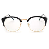 ROYAL GIRL Fashion Cat's Eye Half Frame Metal Edge Round Brand Design Glasses UV400 ss104 - Shop Cali & Cole