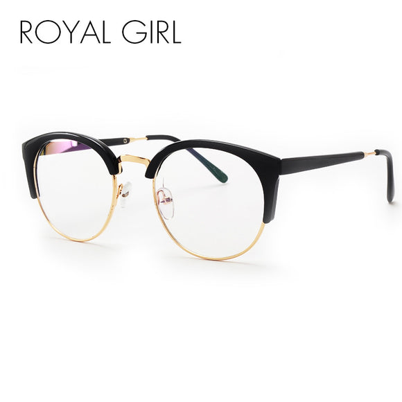ROYAL GIRL Fashion Cat's Eye Half Frame Metal Edge Round Brand Design Glasses UV400 ss104 - Shop Cali & Cole