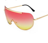 ROYAL GIRL Retro Inspired Women Sunglasses Oversize Shield Metal Half Frame Eyeglasses Frame Pink Yellow Lens ss624 - Shop Cali & Cole