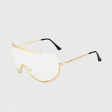 ROYAL GIRL Retro Inspired Women Sunglasses Oversize Shield Metal Half Frame Eyeglasses Frame Pink Yellow Lens ss624 - Shop Cali & Cole