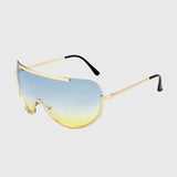 ROYAL GIRL Retro Inspired Women Sunglasses Oversize Shield Metal Half Frame Eyeglasses Frame Pink Yellow Lens ss624 - Shop Cali & Cole