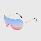 ROYAL GIRL Retro Inspired Women Sunglasses Oversize Shield Metal Half Frame Eyeglasses Frame Pink Yellow Lens ss624 - Shop Cali & Cole