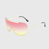 ROYAL GIRL Retro Inspired Women Sunglasses Oversize Shield Metal Half Frame Eyeglasses Frame Pink Yellow Lens ss624 - Shop Cali & Cole