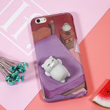 Phone Cases for iPhone 6 6S Plus 3D Cute Soft Silicone Squishy Squeeze Cat  for iPhone 7 7 Plus Cover Sleeping Kitty Coque