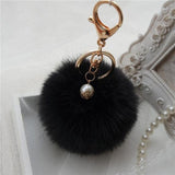 Fashion hairball keychain imiation Rabbit Fur Ball boy girl cute Keychain Bag Plush Car Key Ring Car Key Pendant collection 8cm - Shop Cali & Cole