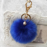 Fashion hairball keychain imiation Rabbit Fur Ball boy girl cute Keychain Bag Plush Car Key Ring Car Key Pendant collection 8cm - Shop Cali & Cole