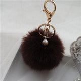 Fashion hairball keychain imiation Rabbit Fur Ball boy girl cute Keychain Bag Plush Car Key Ring Car Key Pendant collection 8cm - Shop Cali & Cole