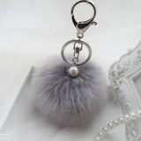 Fashion hairball keychain imiation Rabbit Fur Ball boy girl cute Keychain Bag Plush Car Key Ring Car Key Pendant collection 8cm - Shop Cali & Cole