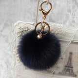 Fashion hairball keychain imiation Rabbit Fur Ball boy girl cute Keychain Bag Plush Car Key Ring Car Key Pendant collection 8cm - Shop Cali & Cole