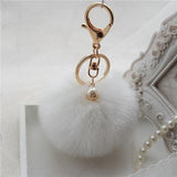 Fashion hairball keychain imiation Rabbit Fur Ball boy girl cute Keychain Bag Plush Car Key Ring Car Key Pendant collection 8cm - Shop Cali & Cole