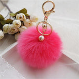 Fashion hairball keychain imiation Rabbit Fur Ball boy girl cute Keychain Bag Plush Car Key Ring Car Key Pendant collection 8cm - Shop Cali & Cole
