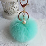 Rabbit Fur Ball Keychain Bag Plush Car Key Ring Car Key Pendant - Shop Cali & Cole