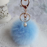 Rabbit Fur Ball Keychain Bag Plush Car Key Ring Car Key Pendant - Shop Cali & Cole
