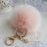 Rabbit Fur Ball Keychain Bag Plush Car Key Ring Car Key Pendant - Shop Cali & Cole