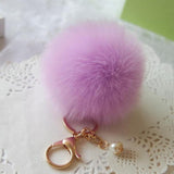 Rabbit Fur Ball Keychain Bag Plush Car Key Ring Car Key Pendant - Shop Cali & Cole