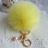 Rabbit Fur Ball Keychain Bag Plush Car Key Ring Car Key Pendant - Shop Cali & Cole