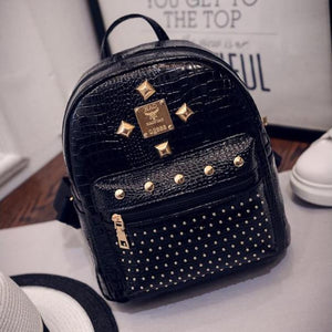 Imitation Shiny Metal Leather Travel Backpack, Full Size Backpack. 