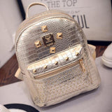 Imitation Shiny Metal Leather Travel Backpack, Full Size Backpack. 