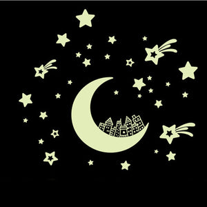 Moon Stars Removable Night Glow in the Dark Luminous Luminous wall sticker - Shop Cali & Cole