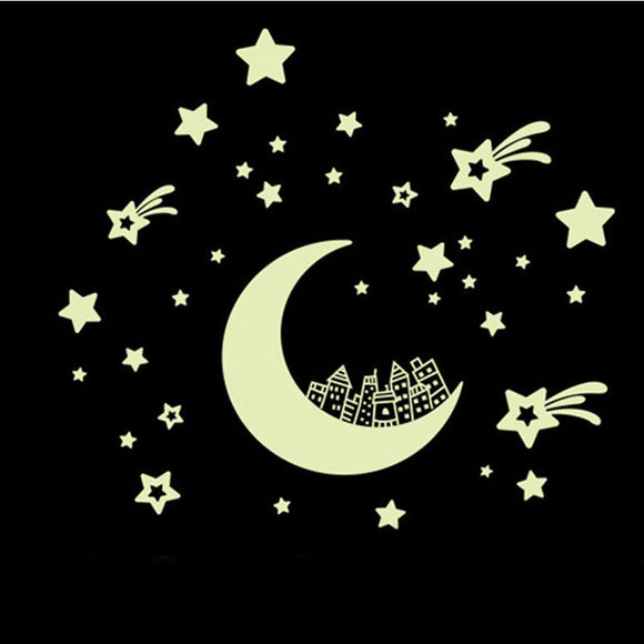 Moon Stars Removable Night Glow in the Dark Luminous Luminous wall sticker - Shop Cali & Cole