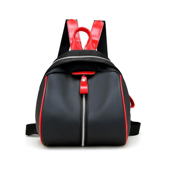 Modern Futuristic Nylon Designer Small Backpack, Black, Red