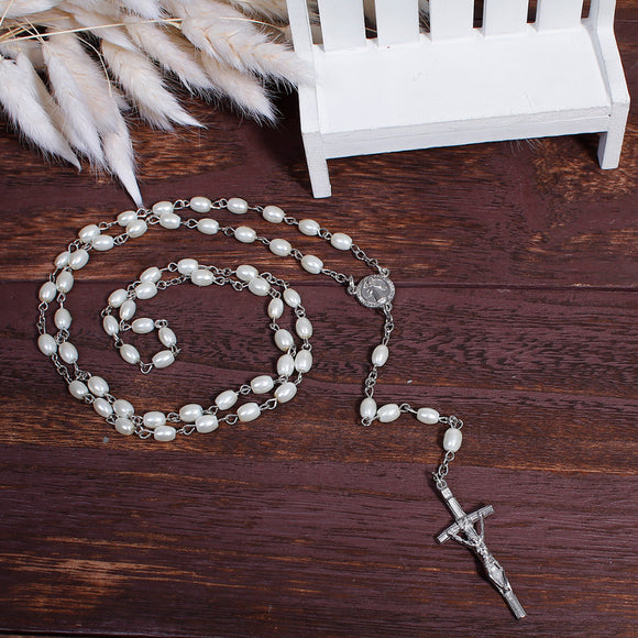 DoreenBeads 2017 New Women Bohemia Necklaces Y Shaped Lariat Necklace Gem Stone Prayer Rosary Beads Jesus Cross Pendant 50-64cm - Shop Cali & Cole