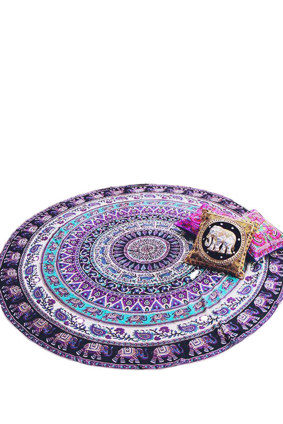 Phuket Island Elephant Print Round Beach Blanket Boho Tapestry - Shop Cali & Cole