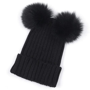 Autumn Winter Knitted Wool Hats For Women 2017 Fashion New arrival Crochet Knit Hairball Pompon Beanies Fur Hat Female Warm Caps - Shop Cali & Cole