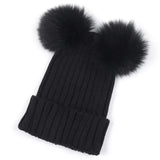 Autumn Winter Knitted Wool Hats For Women 2017 Fashion New arrival Crochet Knit Hairball Pompon Beanies Fur Hat Female Warm Caps - Shop Cali & Cole