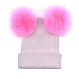 Autumn Winter Knitted Wool Hats For Women 2017 Fashion New arrival Crochet Knit Hairball Pompon Beanies Fur Hat Female Warm Caps - Shop Cali & Cole