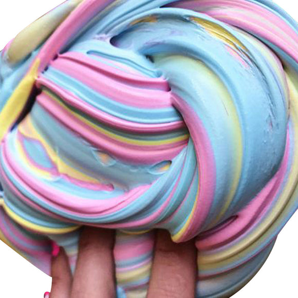 Kids Fluffy Floam Rainbow Multi-Colored Slime Putty Stress Relief 