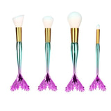 4pcs Mermaid Foundation Brush Fish Scale Makeup Brushes Professional Foundation Powder Blush Brush Fishtail Cosmetic Brush