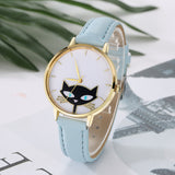 Kitty Cat Fashion Leather Band Analog Quartz Round Wrist Watch Watches
