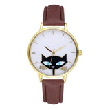 Kitty Cat Fashion Leather Band Analog Quartz Round Wrist Watch Watches