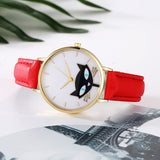 Kitty Cat Fashion Leather Band Analog Quartz Round Wrist Watch Watches