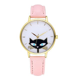 Kitty Cat Fashion Leather Band Analog Quartz Round Wrist Watch Watches