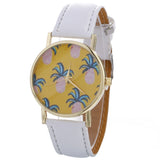 Women Pineapple Chimes Pattern Quartz Watch Leather Straplt Table Watch - Shop Cali & Cole