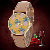 Women Pineapple Chimes Pattern Quartz Watch Leather Straplt Table Watch - Shop Cali & Cole